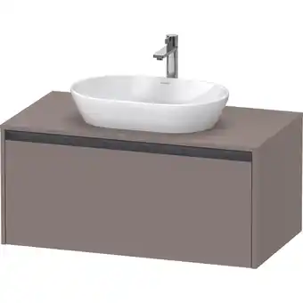 Sanitairwinkel.nl Duravit ketho 2 wastafelonderbouwkast incl. consoleplaat met 1 lade 100x55x45.9cm met handgreep antraciet basalt mat aanbieding