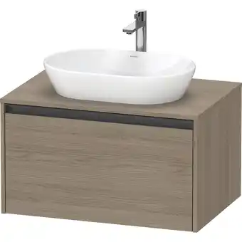 Sanitairwinkel.nl Duravit ketho 2 wastafelonderbouwkast incl. consoleplaat met 1 lade 80x55x45.9cm met handgreep antraciet eiken terra mat aanbieding