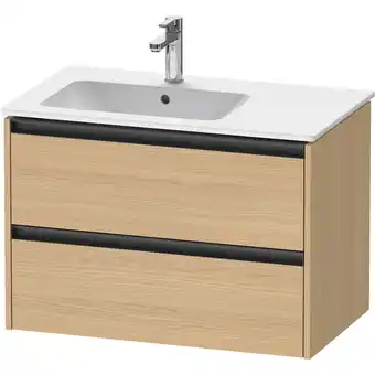 Sanitairwinkel.nl Duravit ketho 2 wastafelonderbouwkast met 2 laden voor waskom links 81x48x54.9cm met grepen antraciet natuur eiken mat aanbieding