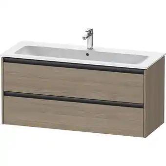 Sanitairwinkel.nl Duravit ketho 2 wastafelonderbouwkast met 2 laden voor enkele wastafel 121x48x55cm met grepen antraciet eiken terra mat aanbieding