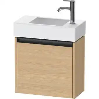 Sanitairwinkel.nl Duravit ketho 2 wastafelonderbouwkast met 1 deur 48.4x23.8x44cm links, met greep antraciet natuur eiken mat aanbieding