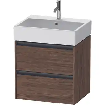 Sanitairwinkel.nl Duravit ketho 2 wastafelonderbouwkast met 2 laden 58.4x46x54.9cm met grepen antraciet donker noten mat aanbieding