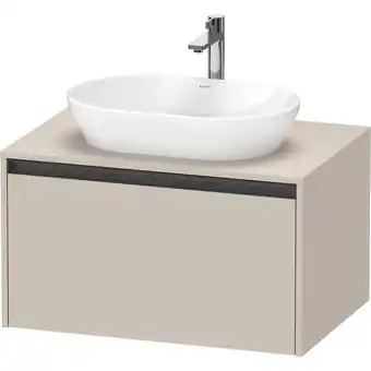 Sanitairwinkel.nl Duravit ketho 2 wastafelonderbouwkast incl. consoleplaat met 1 lade 80x55x45.9cm met handgreep antraciet taupe mat aanbieding