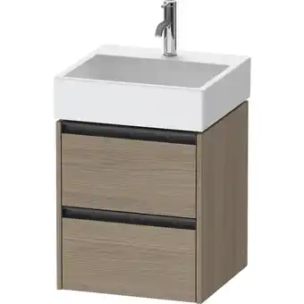 Sanitairwinkel.nl Duravit ketho 2 wastafelonderbouwkast met 2 laden 48.4x46x54.9cm met grepen antraciet eiken terra mat aanbieding