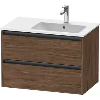 Sanitairwinkel.nl Duravit ketho 2 wastafelonderbouwkast met 2 laden voor waskom rechts 81x48x54.9cm met grepen antraciet donker noten mat aanbieding