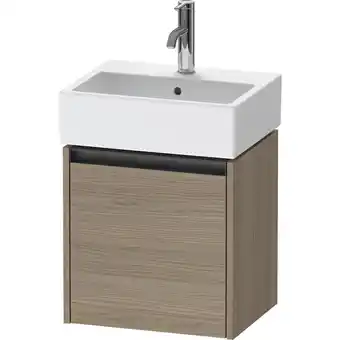 Sanitairwinkel.nl Duravit ketho 2 wastafelonderbouwkast met 1 deur 43.4x33.8x44cm rechts, met greep antraciet eiken terra mat aanbieding