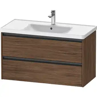 Sanitairwinkel.nl Duravit ketho 2 wastafelonderbouwkast met 2 laden 98.4x45.5x54.9cm met grepen antraciet donker noten mat aanbieding