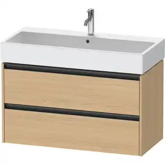 Sanitairwinkel.nl Duravit ketho 2 wastafelonderbouwkast met 2 laden 98.4x46x54.9cm met grepen antraciet natuur eiken mat aanbieding