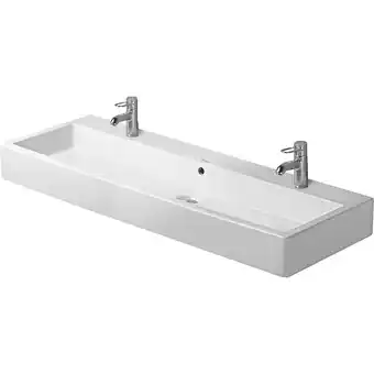 Sanitairwinkel.nl Duravit vero wastafel 120x47cm 2 kraangaten met overloop wondergliss wit aanbieding