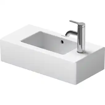 Sanitairwinkel.nl Duravit vero fontein met voorgestoken kraangat links en rechts 50x25cm wondergliss wit aanbieding