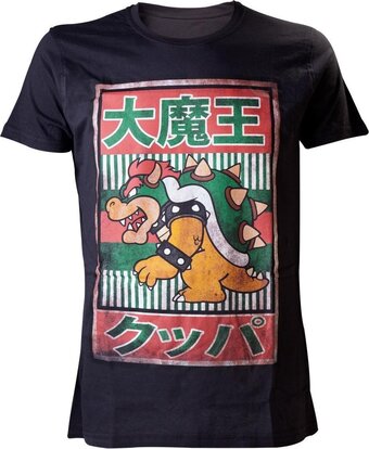 Bol.com Nintendo - bowser kanji mens t-shirt - xl (black) aanbieding