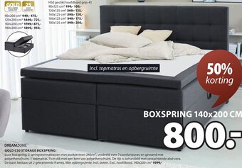 Jysk DREAMZONE GOLD C50 STORAGE BOXSPRING 140x200 CM aanbieding