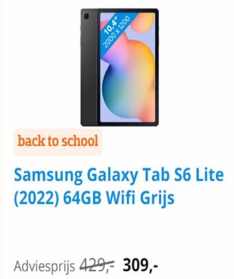 Coolblue Samsung Galaxy Tab S6 Lite (2022) 64GB Wifi Grijs aanbieding