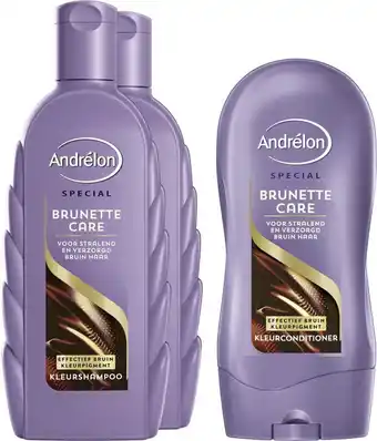 Bol.com Andrélon brunette care set - 2 x shampoo en 1 x conditioner - voordeelverpakking aanbieding