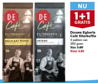 Hoogvliet Douwe Egberts Cafe filterkoffie 2*250g aanbieding