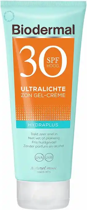 Bol.com Biodermal hydraplus ultralichte zon gel-crème spf 30 - zonnebrand met spf30 - zonnebrand met hyaluronzuur aanbieding