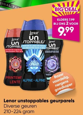 Big Bazar Lenor unstoppables geurparels 210-224 gram aanbieding