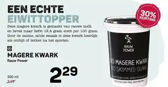 Ekoplaza Magere Kwark Rauw Power 30% Korting aanbieding