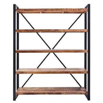 Leen Bakker Wandmeubel scott - 5 planken - metaal/hout - 180x120x40 cm - leen bakker aanbieding