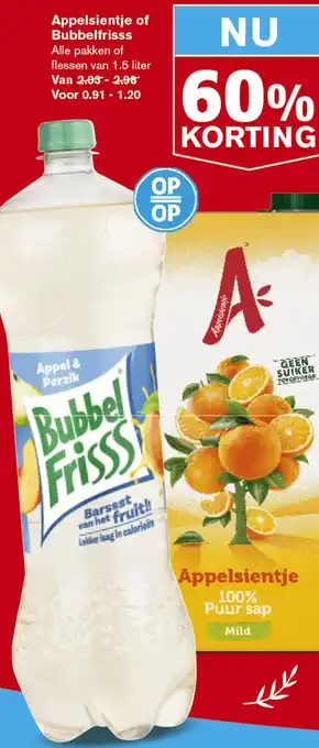 Hoogvliet Appelsientje of BubbelFrisss 1.5L aanbieding