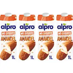 Albert Heijn Alpro amandeldrink zonder suikers 4-pakket aanbieding