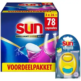 Albert Heijn Sun vaatwascapsules + gratis verfrisser aanbieding