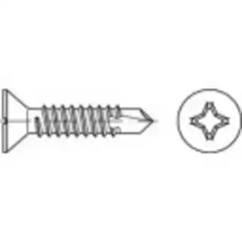 Conrad Toolcraft 141533 zelfborende schroeven 6.3 mm 80 mm kruiskop phillips din 7504 staal galvanisch verzinkt 250 stuk(s) aanbieding