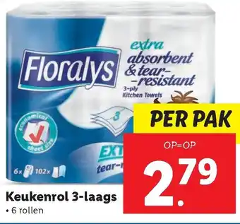 Lidl Floralys Keukenrol 3-laags 6 rollen aanbieding