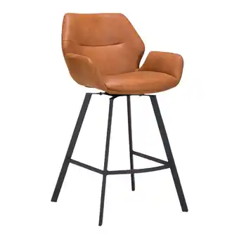 fonQ Moos billy barkruk - microleder - cognac aanbieding