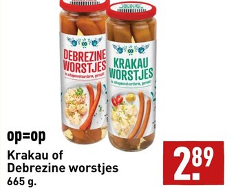 ALDI op=op Krakau of Debrezine worstjes 665 g aanbieding