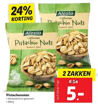 Lidl Alesto Pistachenoten 2x250g aanbieding