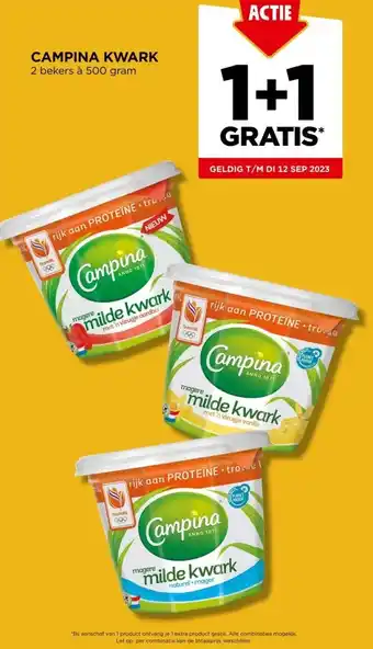 Jumbo Campina kwark 2 bekers à 500 gram aanbieding