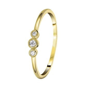 Bol.com Lucardi dames ring goldplated met zirkonia - ring - cadeau - echt zilver - goudkleurig aanbieding