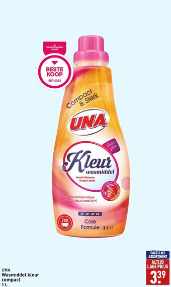 ALDI UNA Wasmiddel kleur compact 1L aanbieding