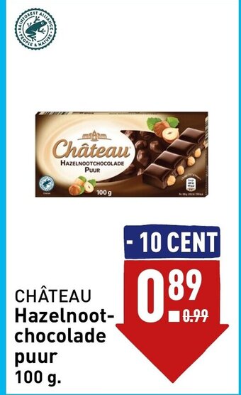 ALDI CHÂTEAU Hazelnootchocolade puur 100 g. aanbieding