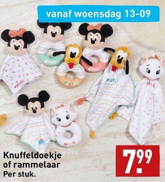 ALDI Knuffeldoekje of rammelaar Per stuk. aanbieding