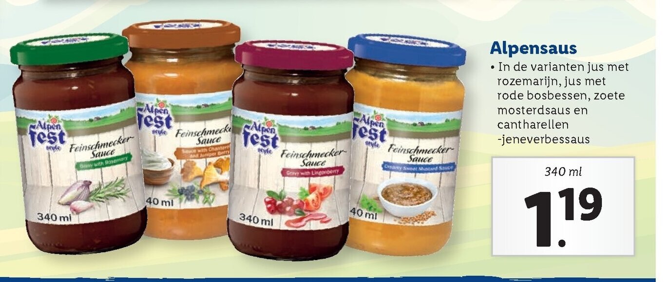 Alpen fest Alpensaus 340 ml aanbieding bij Lidl