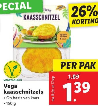 Lidl Vega kaasschnitzels 150g aanbieding