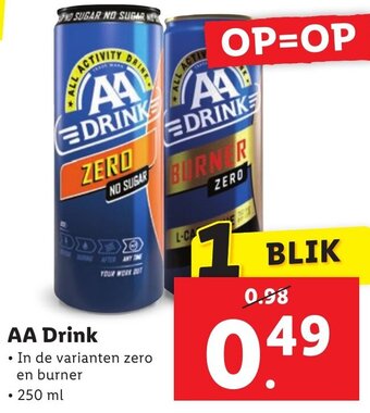 Lidl AA DRINK 250ml aanbieding