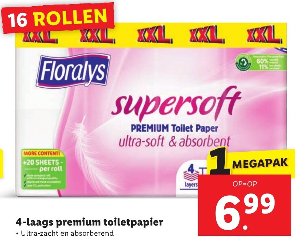 4laags premium toiletpapier aanbieding bij Lidl