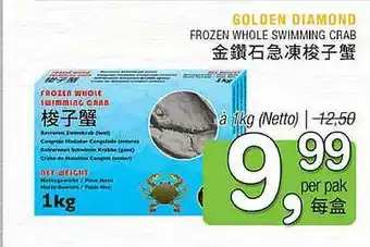 Amazing Oriëntal Golden Diamond Frozen Whole Swimming Crab 1kg aanbieding