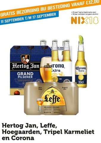 Coop Hertog Jan, Leffe, Hoegaarden, Tripel Karmeliet en Corona aanbieding