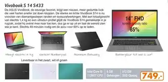 Hardware Expert Asus Vivobook S 14 S433 Laptop aanbieding