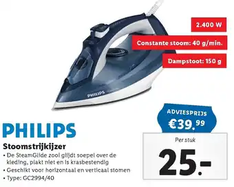 Lidl Philips Stoomstrijkijzer GC2994/40 aanbieding