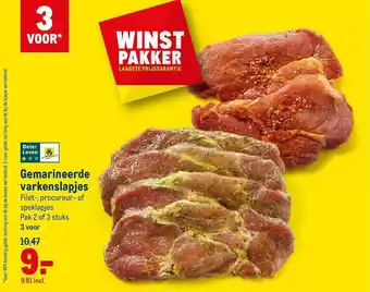 Makro Gemarineerde Varkenslapjes Filet-, Procureur- Of Speklapjes aanbieding