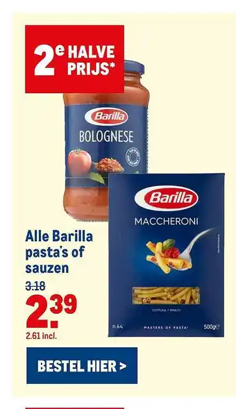 Makro Alle Barilla Pasta's Of Sauzen aanbieding