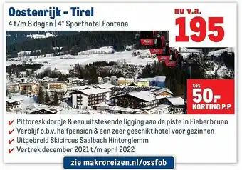 Makro Reizen Oostenrijk - Tirol Tot 50.- Korting aanbieding