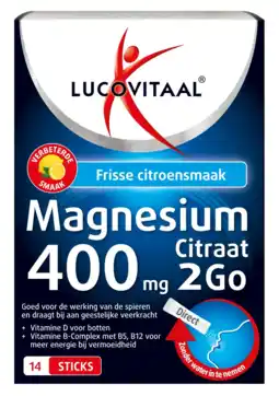 De Online Drogist Lucovitaal magnesium 400 mg 2go poedersticks 14st aanbieding