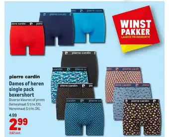 Makro Pierre Cardin Dames Of Heren Single Pack Boxershort aanbieding