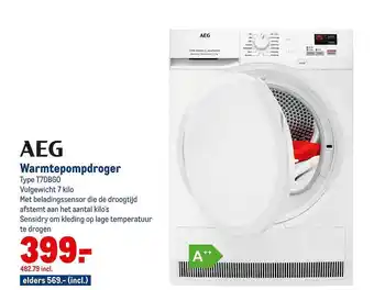 Makro AEG Warmtepompdroger T7DBG0 aanbieding